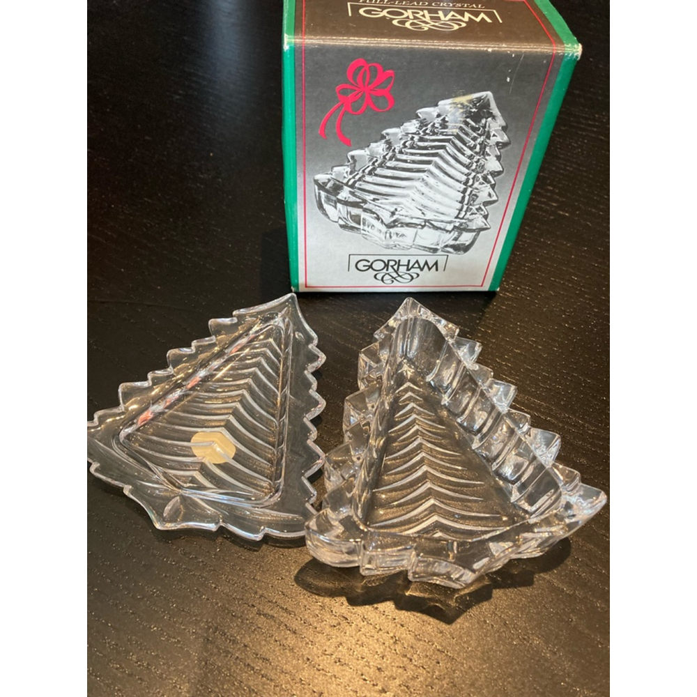Gorham Crystal Christmas Tree Trinket Dish Clear - Picture 3 of 4